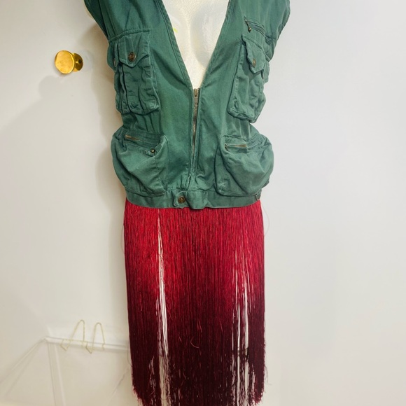 Very Rare Burgundy silk Fringe Skirt - Picture 4 of 6